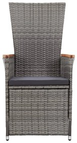 vidaXL Σετ Τραπεζαρίας Κήπου 9 Τεμαχίων Γκρι με Μαξιλάρια