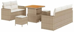 vidaXL Σετ Καναπέ Κήπου Ρυθμιζόμενο ύψος 8 pcs Μπεζ συνθετικό ρατάν