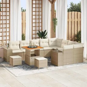 vidaXL Σετ Καναπέ Κήπου Ρυθμιζόμενο ύψος 12 pcs Μπεζ συνθετικό ρατάν