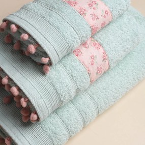 Πετσέτα Προσώπου (50x90) White Fabric Botanical Green 500gsm