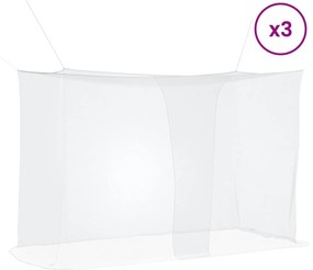 vidaXL Δίχτυ κουνουπιών για κρεβάτι 3 τμχ. 156 mesh Λευκό Πολυεστέρας