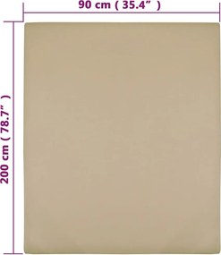 vidaXL Σεντόνι με Λάστιχο Taupe 90 x 200 εκ. Βαμβακερό Ζέρσεϊ