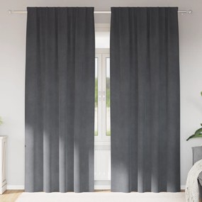 vidaXL Curtains Blackout  με κορδόνι 2 τεμ Σούπερ Ανοιχτό Γκρι Βελούδο