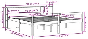 Κρεβάτι Βιβλιοθήκη Χωρίς Στρώμα 180x200 εκ Μασίφ Ξύλο Πεύκου - Λευκό