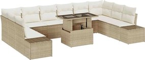 vidaXL Σετ Καναπέ Κήπου με αποθήκευση 11 pcs Μπεζ Πολυ ράταν