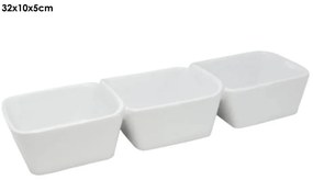 Μπωλ Σερβιρίσματος σνακ FOOD FOR FUN 24303570 πορσελάνινο, λευκό, τριπλό, 32x10x5cm