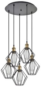 SE21-BR-10-5BL-GR1 MAGNUM Bronze Metal Pendant Black Metal Grid with Black Fabric Cable+ HOMELIGHTING 77-8708