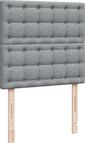 vidaXL Κρεβάτι Boxspring με Στρώμα Ανοιχτό Γκρι 90x200 εκ. Υφασμάτινο