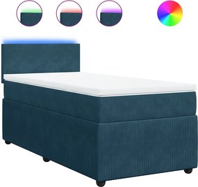 vidaXL Κρεβάτι Boxspring με Στρώμα Μπλε 90x200 εκ. Βελούδινο