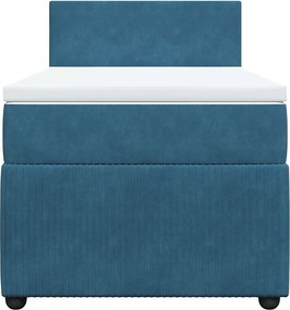 vidaXL Κρεβάτι Boxspring με Στρώμα Μπλε 100x200 εκ. Βελούδινο