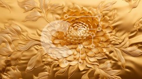 Intra Συλλεκτικό Ξύλινο Παζλ Plywood  4mm - Χρυσό floral μοτίβο φόντου Σε Ξύλινο Κουτί - Διαστάσεις Puzzle: 10x10 cm – 25 κομμάτια