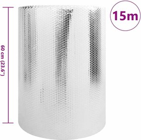 vidaXL Ανακλαστήρας θερμότητας καλοριφέρ Ασημί 15 x 0,6 μ