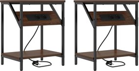 vidaXL Κομοδίνο 2 pcs Καφέ δρυς 38 x 30 x 48 εκ. Επεξεργασμένο ξύλο