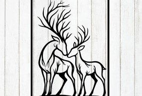 Σετ των 2 Intra απο ξύλο plywood  Χρώμα wenge 3mm-4mm πάχος - Τέχνη τοίχου σιλουέτας ζευγαριού ελαφιού Δίασταση 6x6 cm INTRAFABR-122491188