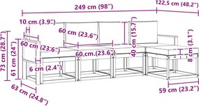 vidaXL Σειρά Καναπέ Εξωτερικού 5 pcs Φυσικό και Ανθρακί Πολυεστέρας