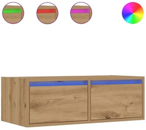 vidaXL Έπιπλο Τηλεόρασης με LED Τεχνίτης βελανιδιά 75x35,5x25 εκ.