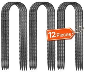 VEVOR 10-Inch 12 Pack Rebar Stakes Heavy Duty U Shape Galvanized Ground Anchors