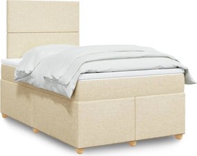 vidaXL Κρεβάτι Boxspring με Στρώμα Κρεμ 120x190 εκ. Υφασμάτινο