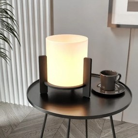 Megapap Φωτιστικό Επιτραπέζιο Pine E27 Mdf - Ύφασμα Pvc Μαύρο - Κρεμ