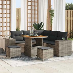 vidaXL Σετ Καναπέ Κήπου 8 pcs Γκρι συνθετικό ρατάν