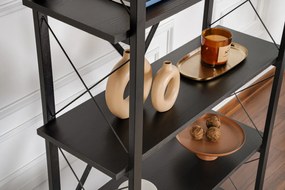 Βιβλιοθήκη Ξύλο Μαύρο / Μαύρο ELYSIAN 90x33,5x180