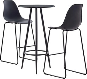 vidaXL Σετ Επίπλων Μπαρ 3 Τεμαχίων Μαύρο Πλαστικό