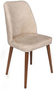 Καρέκλα Dallas (Σετ 2Τμχ) 974NMB1657 50x49x90cm Beige-Walnut Μέταλλο,Βελούδο,Ξύλο