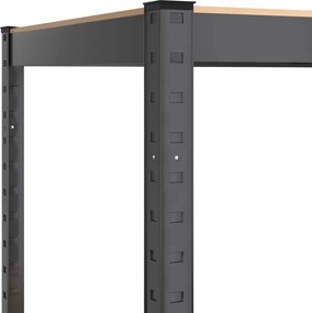 vidaXL Ραφιέρα Αποθήκευσης 5 Επιπέδων Ανθρακί από Ατσάλι &amp; Επεξ. Ξύλο