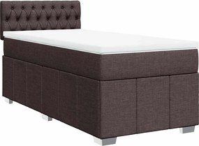 vidaXL Κρεβάτι Boxspring με Στρώμα Σκούρο Καφέ 90x200 εκ. Υφασμάτινο