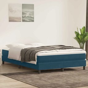 vidaXL Box Spring κρεβάτι χωρίς στρώμα σκούρο μπλε 140x220cm Βελούδινο
