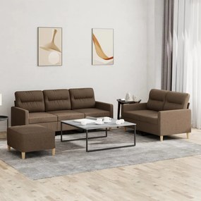 vidaXL Πολυθρόνες Σετ 3 Τεμαχίων Καφέ από Ύφασμα με Μαξιλάρια