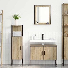 vidaXL Σετ Επίπλων Μπάνιου με ράφι 3 pcs Καφέ Επεξεργασμένο ξύλο