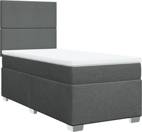 vidaXL Κρεβάτι Boxspring με Στρώμα Σκούρο Γκρι 100x200 εκ. Υφασμάτινο