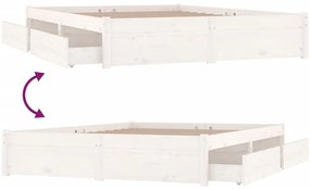 vidaXL Πλαίσιο Κρεβατιού με Συρτάρια Λευκό 200 x 200 εκ.