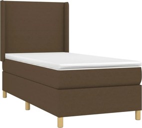 vidaXL Κρεβάτι Boxspring με Στρώμα Σκούρο Καφέ 80x200 εκ. Υφασμάτινο