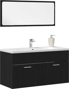 vidaXL Σετ Επίπλων Μπάνιου 2 pcs Μαύρη Οξυά Επεξεργασμένο ξύλο