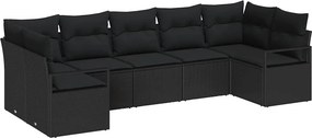 vidaXL Σετ Καναπέ με μαξιλάρι 7 pcs Μαύρο συνθετικό ρατάν