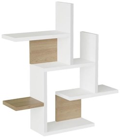 Ραφιέρα Τοίχου Nogara σε Φυσικό - Λευκό 62.6x14.5x66.2εκ. 62.6x14.5x66.2 εκ.