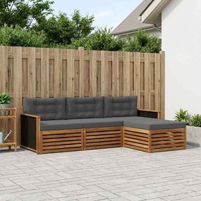 vidaXL Σειρά Καναπέ Εξωτερικού 4 pcs Φυσικό και Ανθρακί Πολυεστέρας