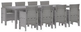 vidaXL Σέτ φαγητού για κήπο 9 pcs Λευκό Rattan Polt
