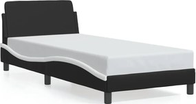 vidaXL Πλαίσιο Κρεβατιού Dover Μαύρο/Λευκό 90x190εκ. Συνθ. Δέρμα