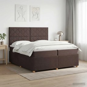 vidaXL Κρεβάτι box spring με στρώμα Σκούρο Καφέ 200 x 200 cm Ύφασμα