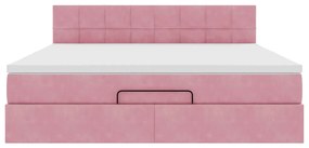 Οθωμανικό κρεβάτι με στρώμα ροζ 160x200cm Βελούδο 3311788