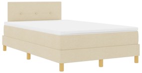 vidaXL Κρεβάτι Box Spring με Στρώμα & LED Κρεμ 120x200 εκ. Ύφασμα