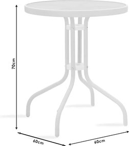 Τραπεζαρία Watson-Obbi σετ 3τεμ pakoworld μέταλλο λευκό-γυαλί Φ60x70εκ