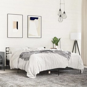 vidaXL Πλαίσιο Κρεβατιού Μαύρο 160x200 εκ. Επεξ. Ξύλο &amp; Μέταλλο