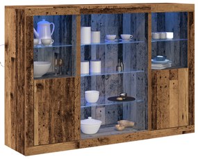 vidaXL Μπουφές με LED φωτισμό Παλιό ξύλο 143 x 37 x 100 εκ.