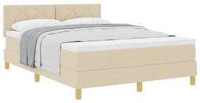 vidaXL Κρεβάτι box spring με στρώμα με στρώμα Κρεμ 140 x 190 cm ύφασμα