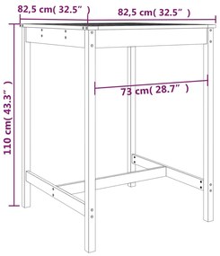 ΤΡΑΠΕΖΙ ΚΗΠΟΥ 82,5X82,5X110 ΕΚ. ΑΠΟ ΜΑΣΙΦ ΞΥΛΟ ΨΕΥΔΟΤΣΟΥΓΚΑΣ 824086