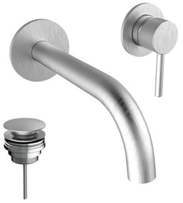 Armando Vicario Industrial Inox Μπαταρία Νιπτήρος Εντοιχισμού 2 Οπών+Βαλβίδα clic-clac 512045-110 R0338-110